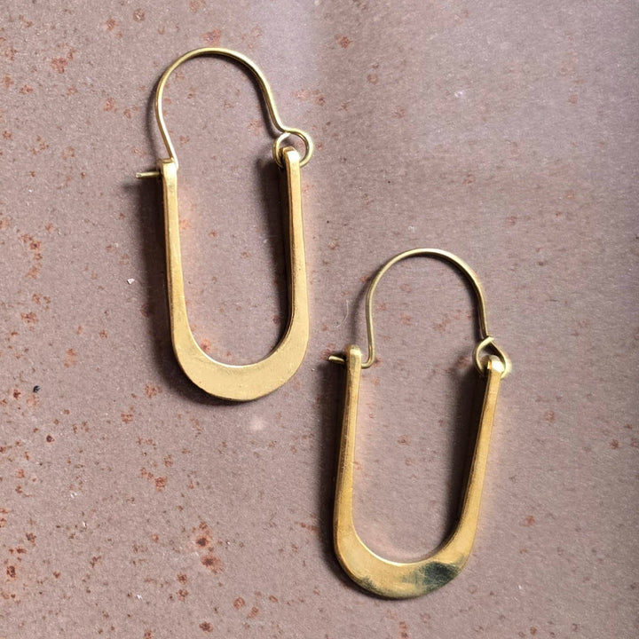 Handmade Tabitha Hoops Brass Earrings