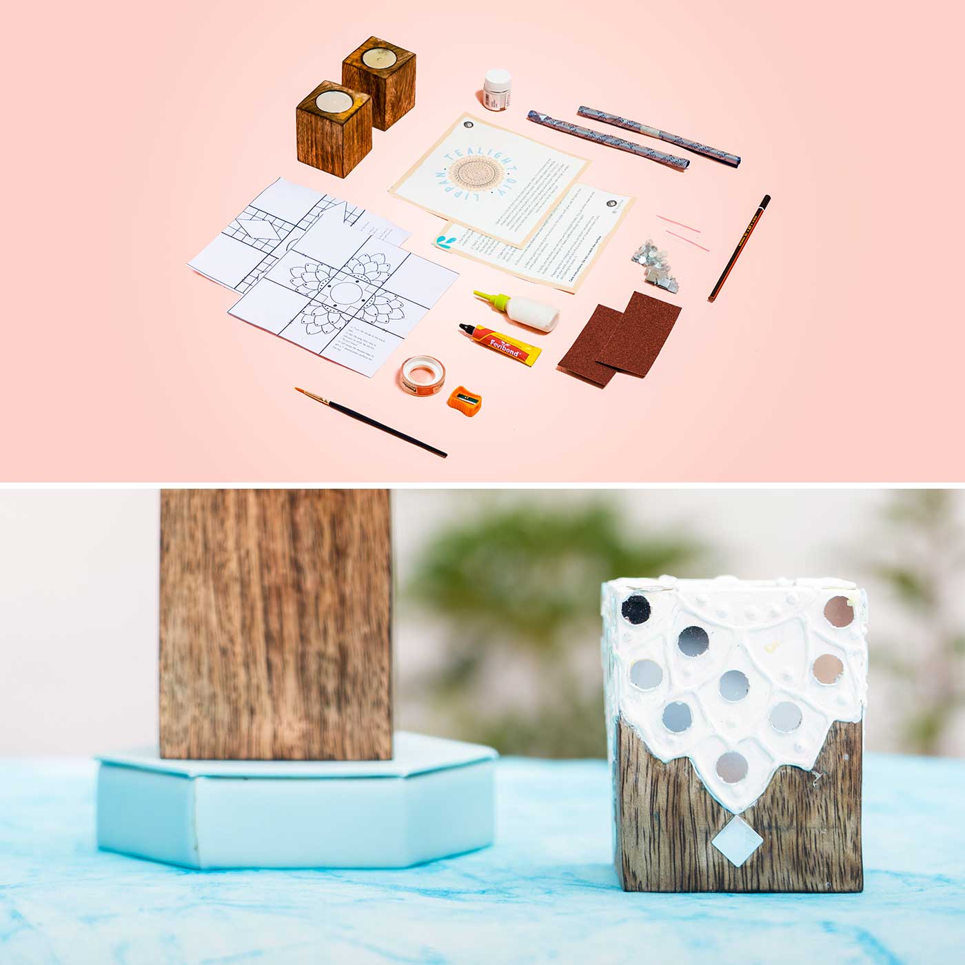 Lippan Art Material DIY Kit, A Kit With MDF Coaster Essal Stand