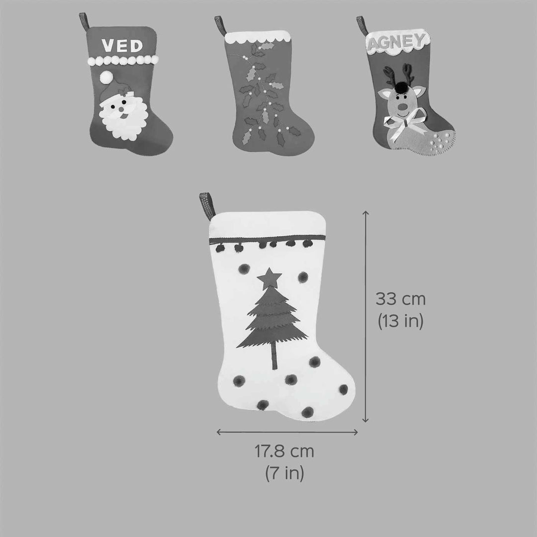 Personalized Tree With Star Felt Stockings For Christmas Wall Decoration