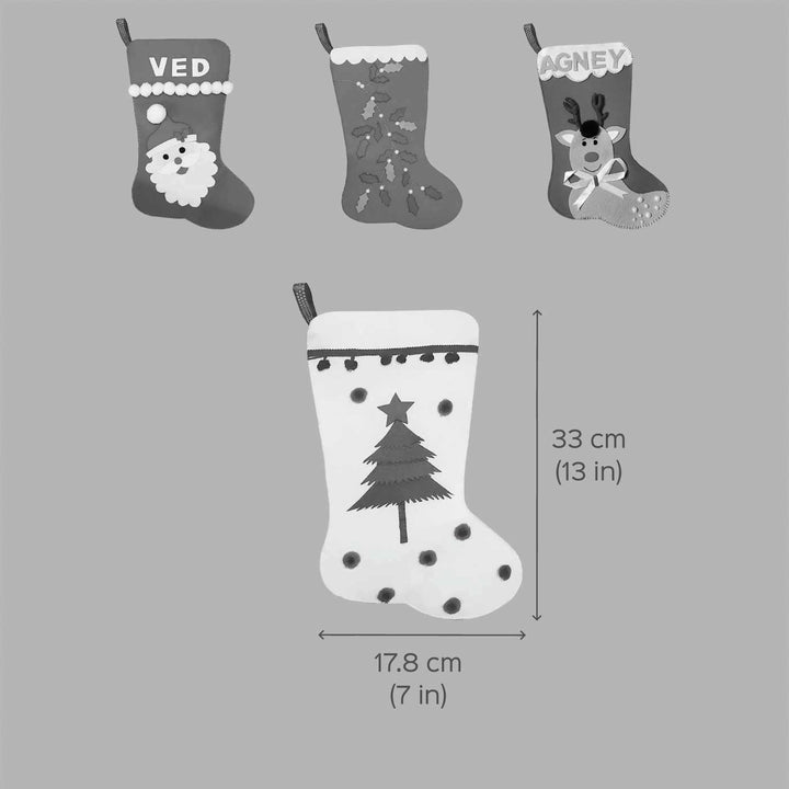 Personalized Tree With Star Felt Stockings For Christmas Wall Decoration