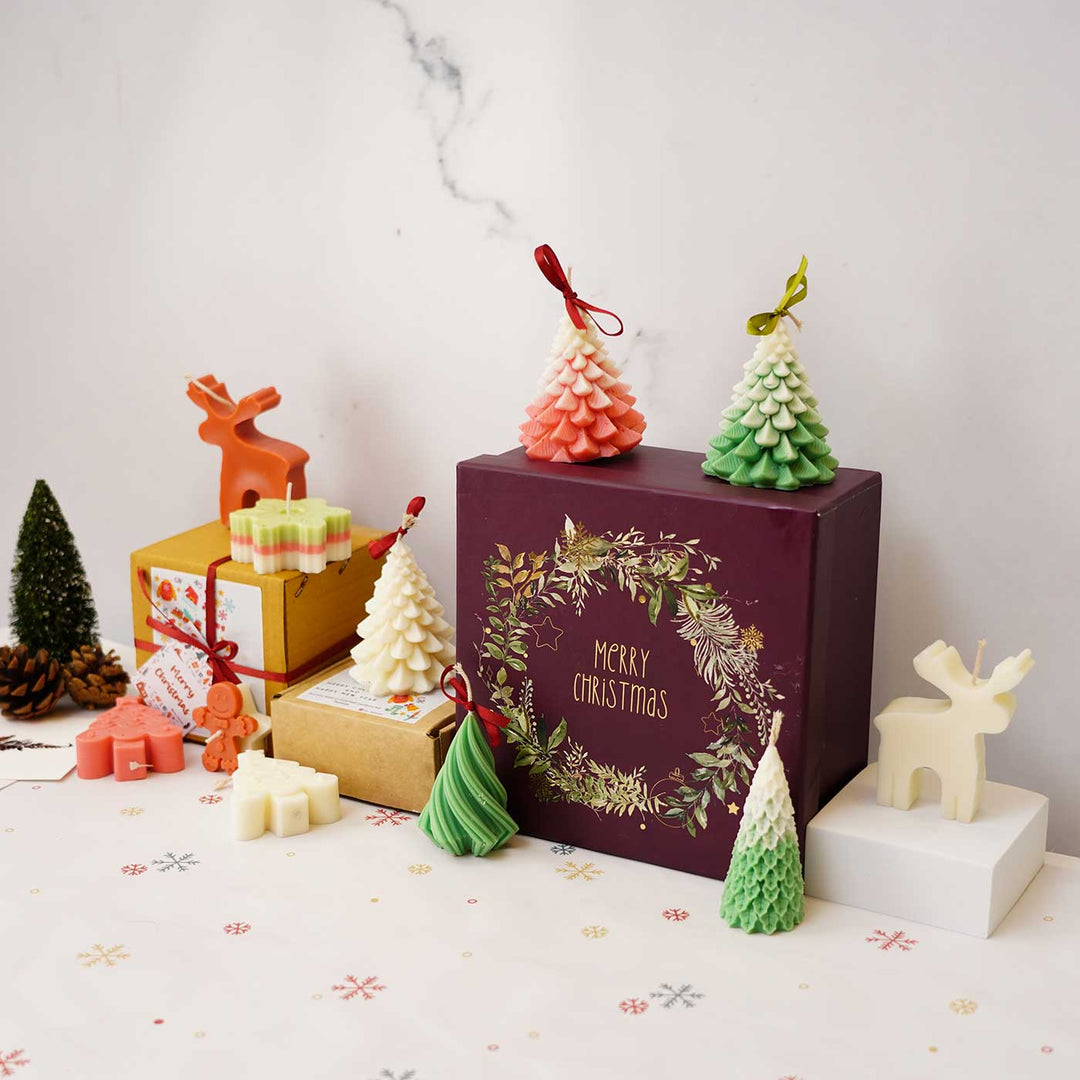 Handmade Sweet Lime Scented Soy Wax Candles For Christmas Decoration | Set Of 3