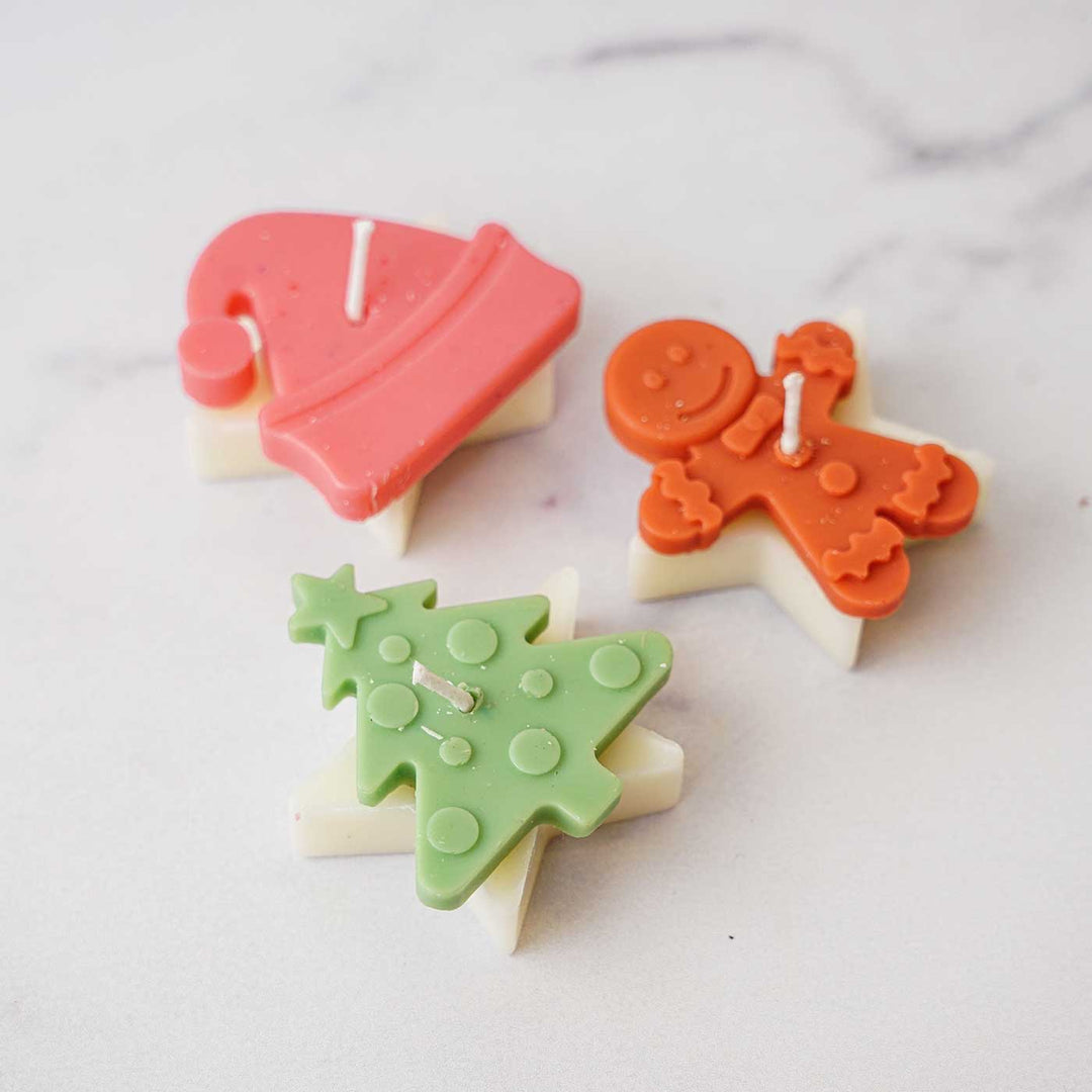 Handmade Sweet Lime Scented Soy Wax Candles For Christmas Decoration | Set Of 3