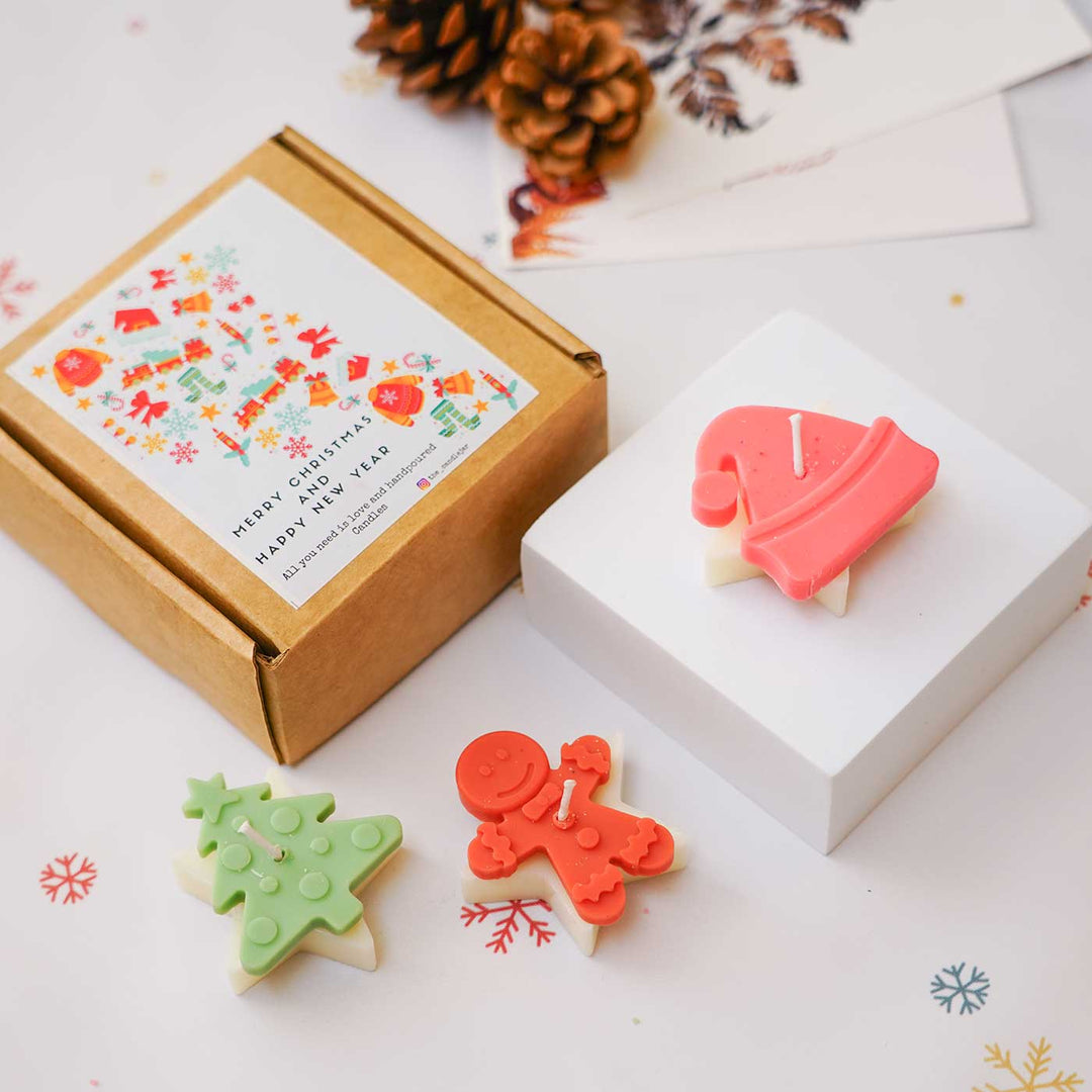 Handmade Sweet Lime Scented Soy Wax Candles For Christmas Decoration | Set Of 3