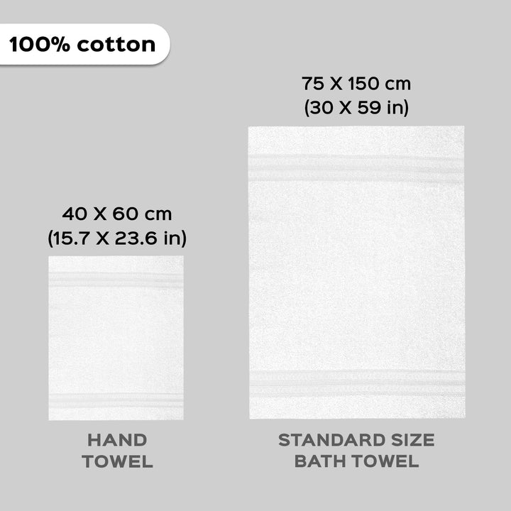 Personalized Embroidered Dark Grey Cotton Towel Rakhi Hamper With Roli Chawal For Brother Includes 1 Hand Towel 1 Bath Towel And 1 Rakhi - Size Chart Illustration