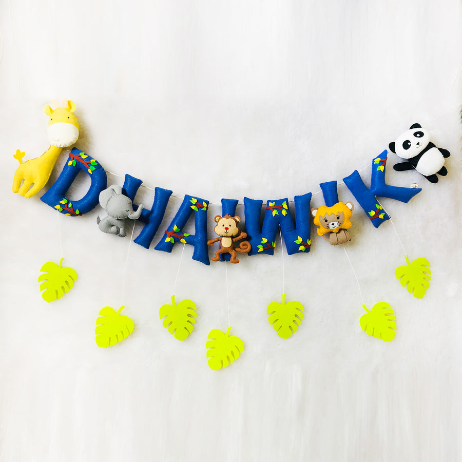 Handcrafted Personalized Animal Themed Bunting For Kids - Name Personalization with Animal Figures