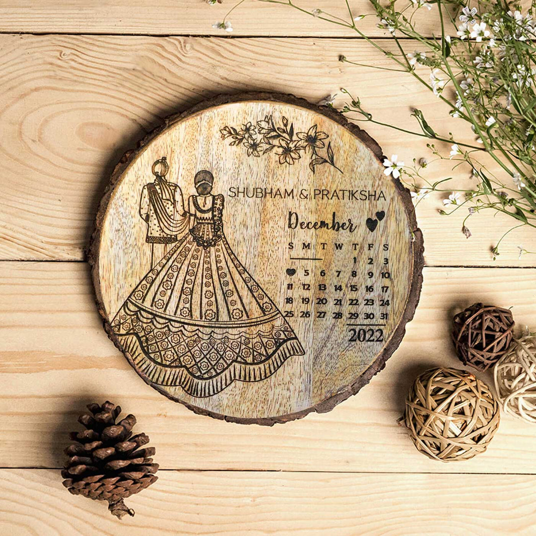 Engraved Wooden Plaque For South Indian Couples | Customized Wedding Gift