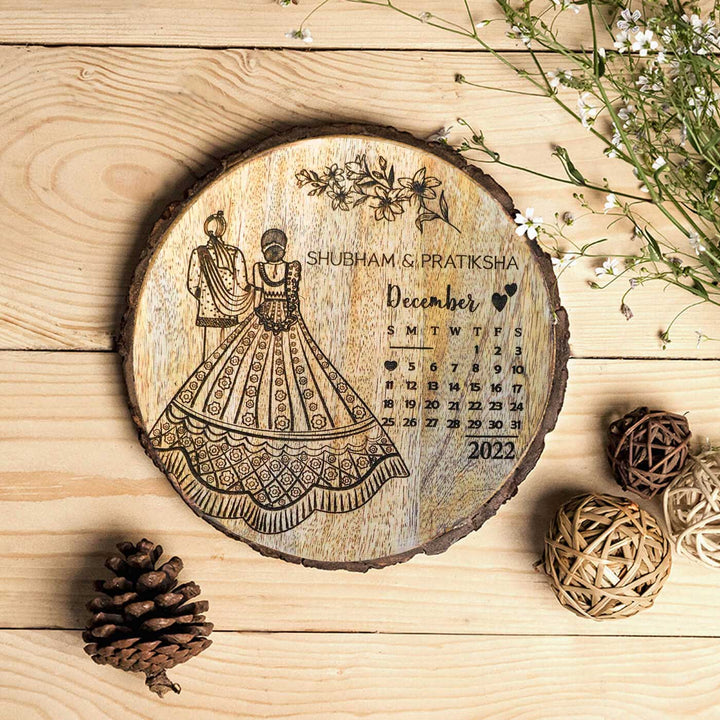Engraved Wooden Plaque For South Indian Couples | Customized Wedding Gift