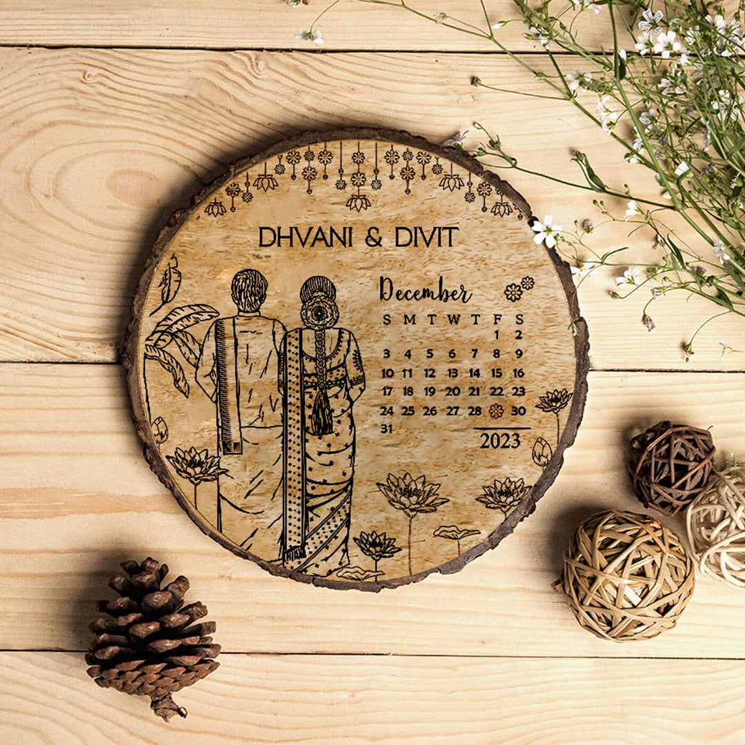 Engraved Wooden Plaque For South Indian Couples | Customized Wedding Gift