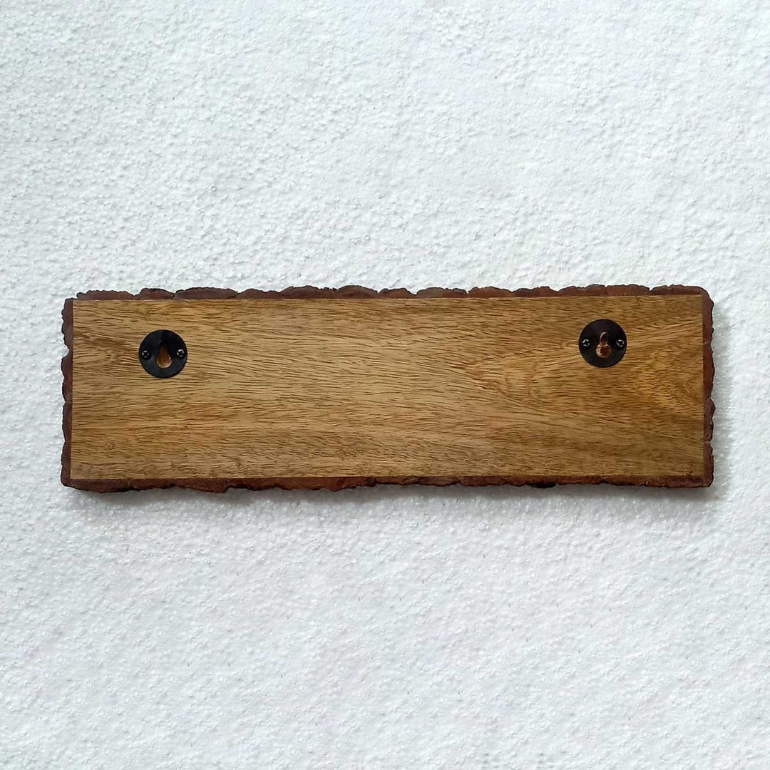 Handcrafted Mango Wood Personalized Name Plate For Principal - Back View Showing Mounting Hardware