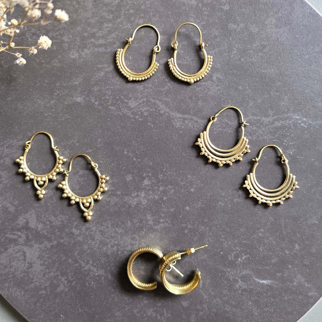 Handmade Timeless Hoops Brass Earrings | Set Of 4