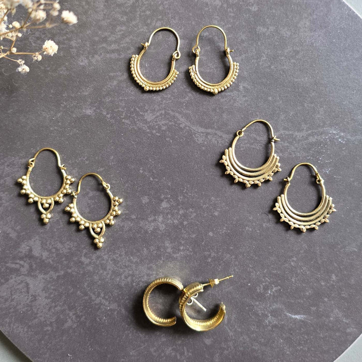 Handmade Timeless Hoops Brass Earrings | Set Of 4