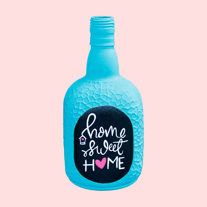 Home Sweet Home Design Handpainted Glass Bottle