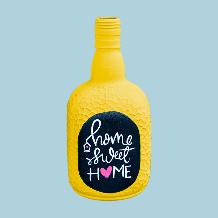Home Sweet Home Design Handpainted Glass Bottle