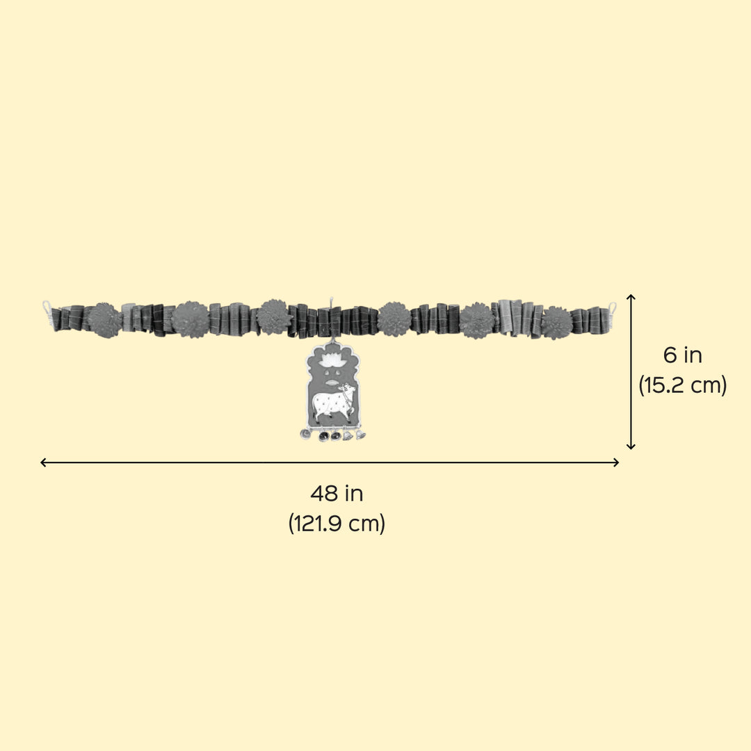 Handmade Pink Cow Motif Shola Flower Toran