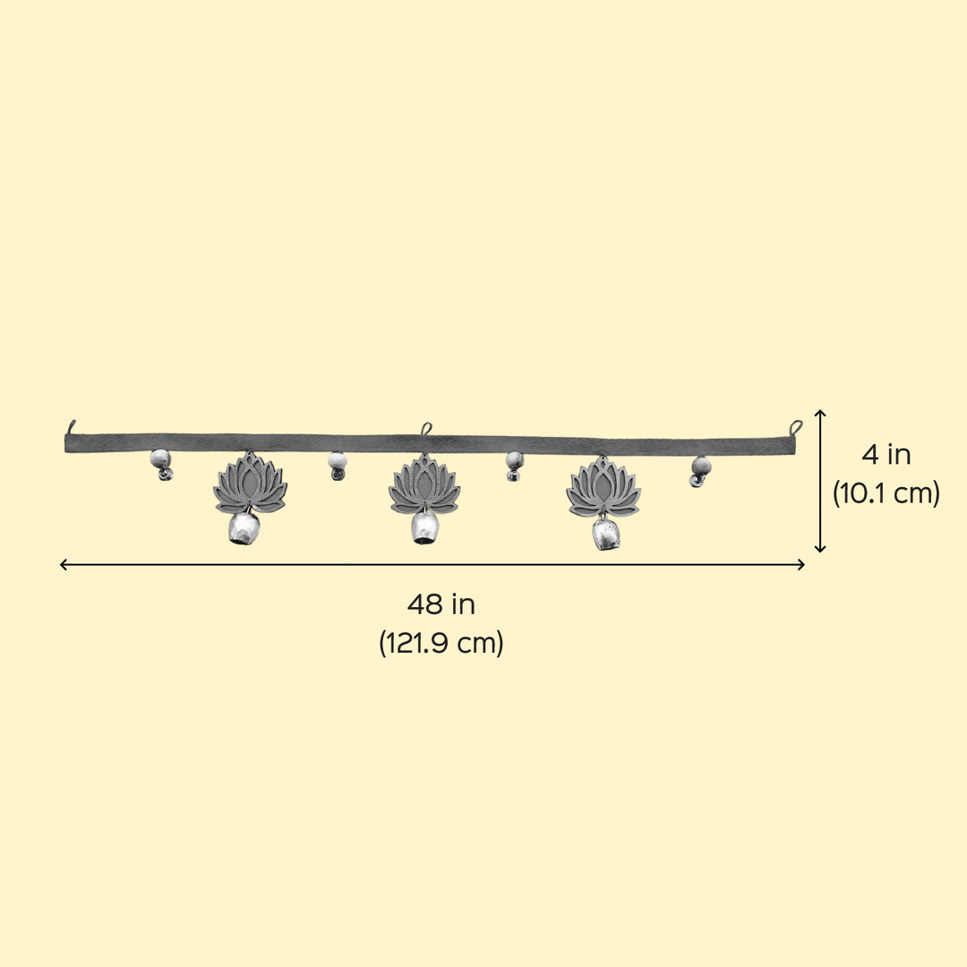 Handmade Pink Lotus Toran With Bells