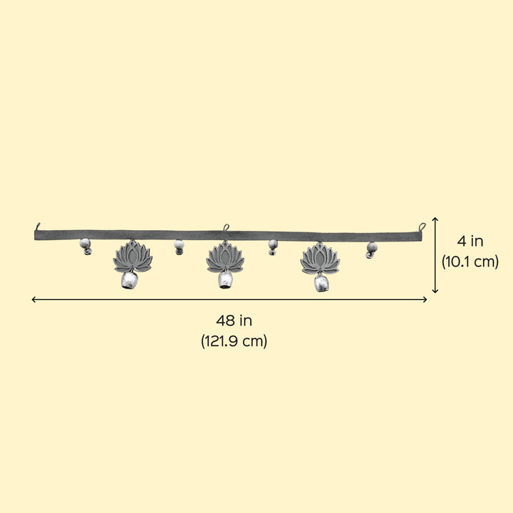 Handmade Pink Lotus Toran With Bells