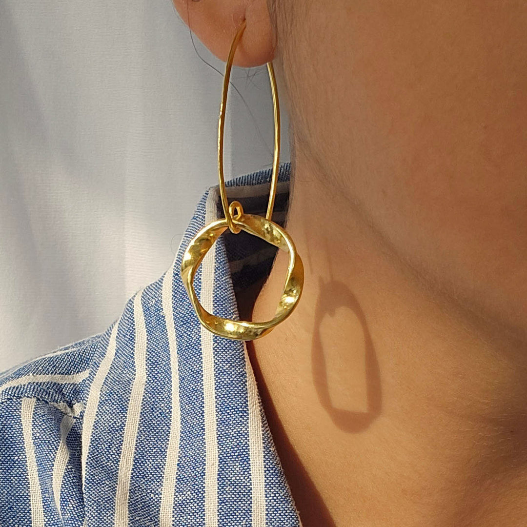 Handmade Twisted Loop Dangler Brass Earrings