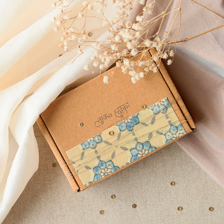 Handmade Reusable Round Layered Petal Beads Upcycled Fabric Rakhi With Roli Chawal For Brother - Packaging and Branding Display