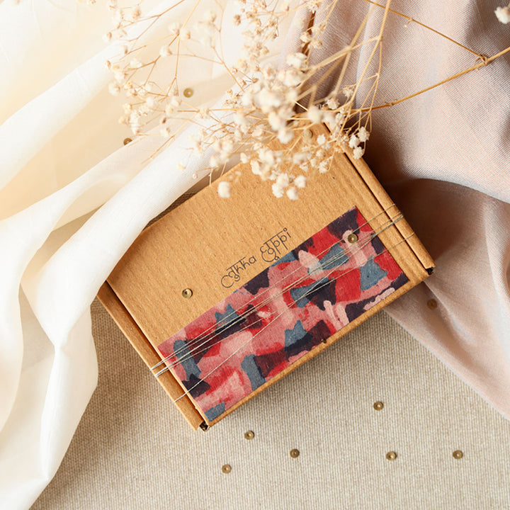 Handmade Reusable Layered Petal And Ghungroo Upcycled Fabric Rakhi With Roli Chawal For Brother Set Of 2 - Box Packaging with Branding