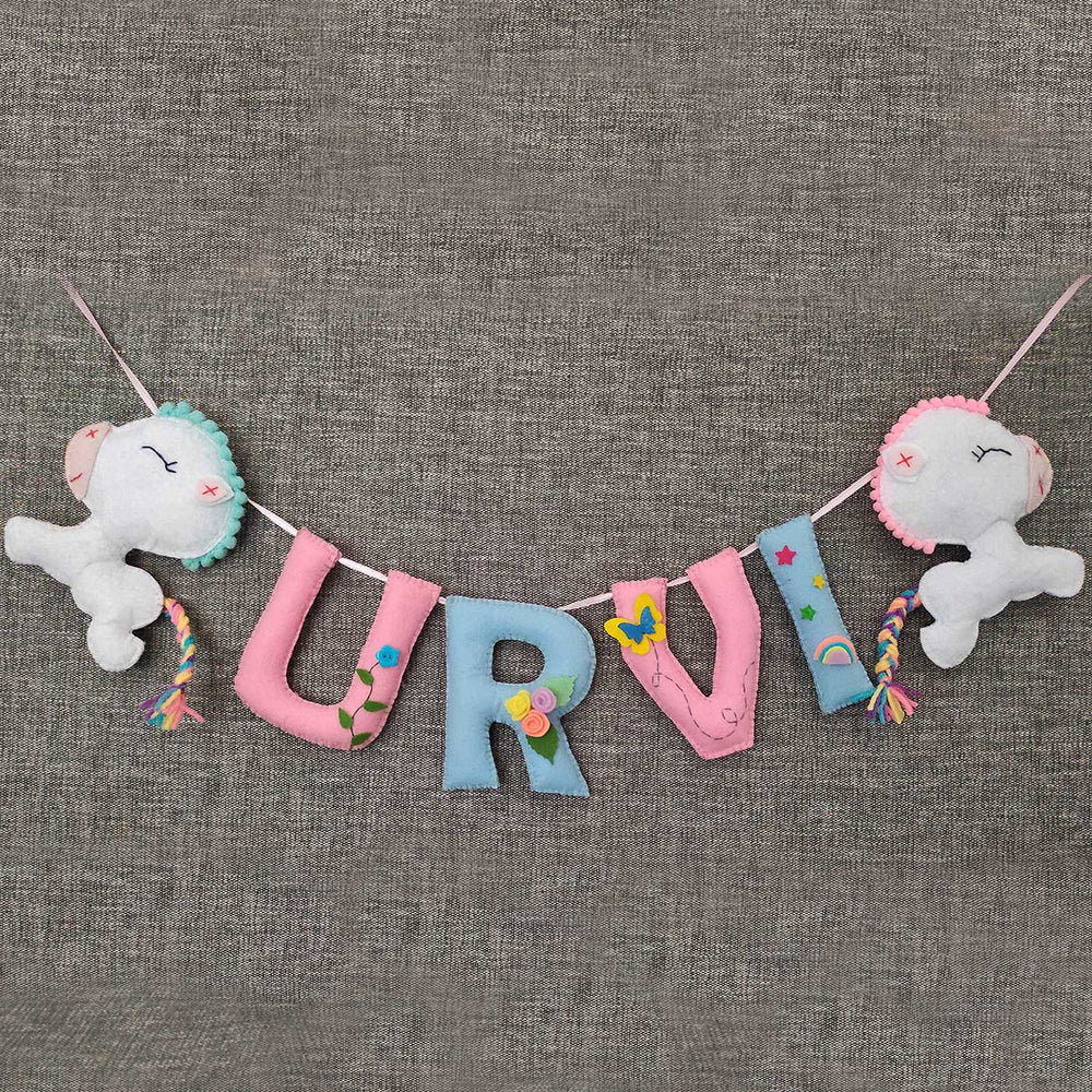 Personalized Handmade Unicorn Theme Felt Bunting - Hanging Fabric Letters with Unicorns