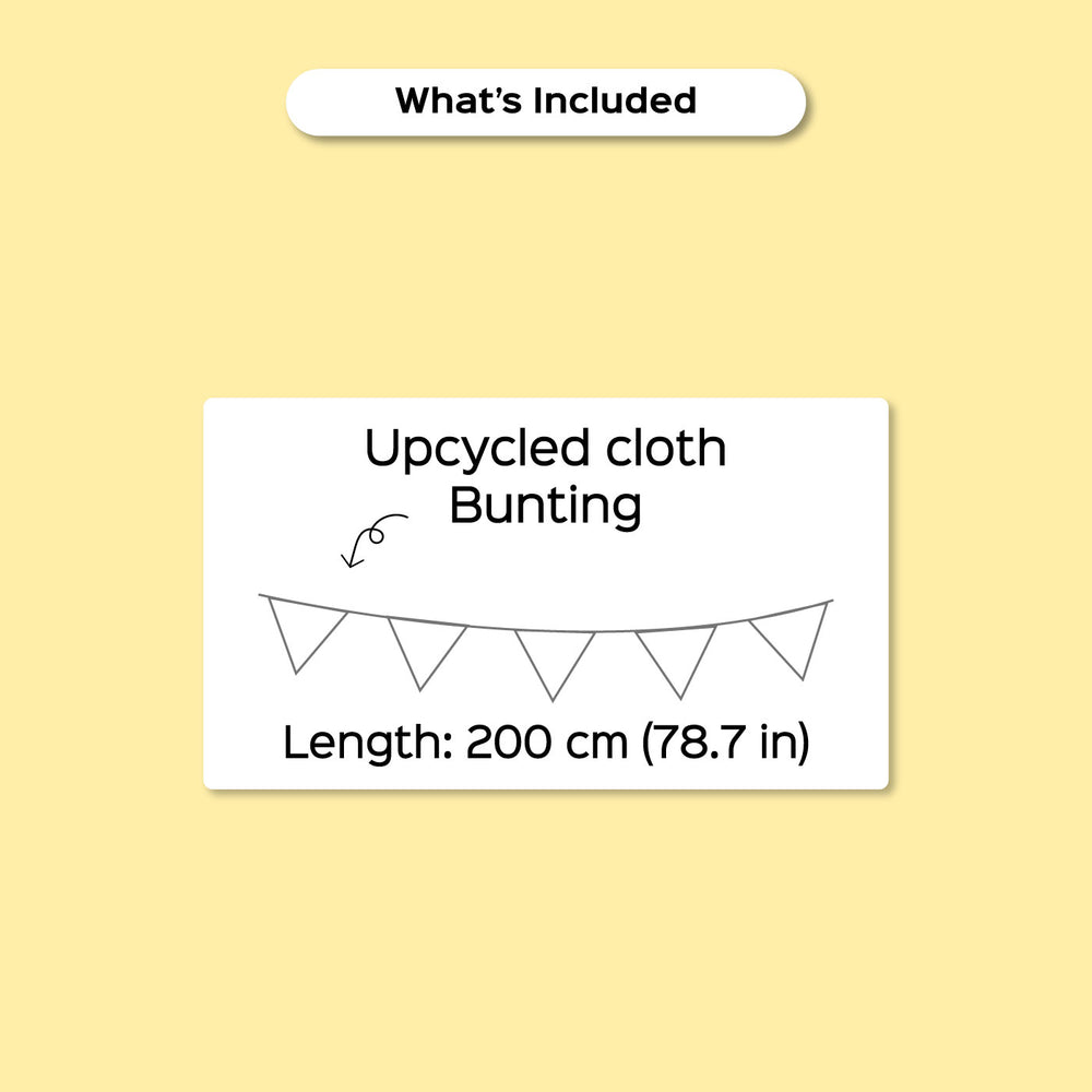 Upcycled Happy Birthday Swallowtail Flag Bunting - Length and Contents Diagram