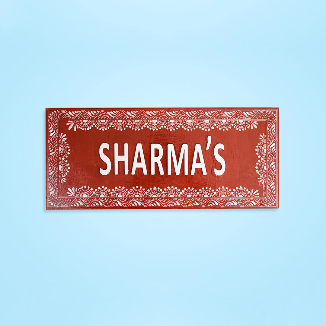 Handcrafted Personalized Aipan Art Wooden Name Plate