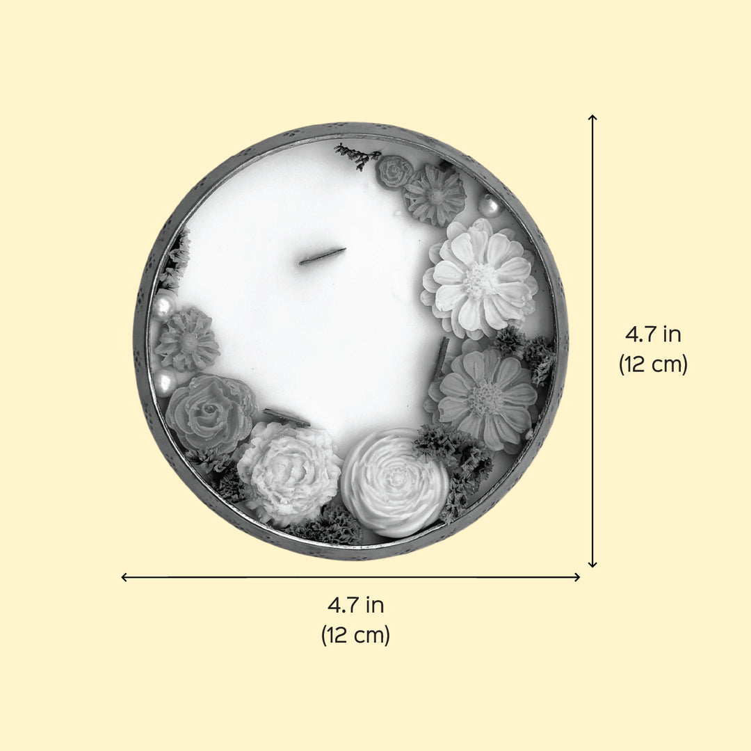 4 Inch | Handmade Pastel Flowers Soy Wax Scented Urli Diya