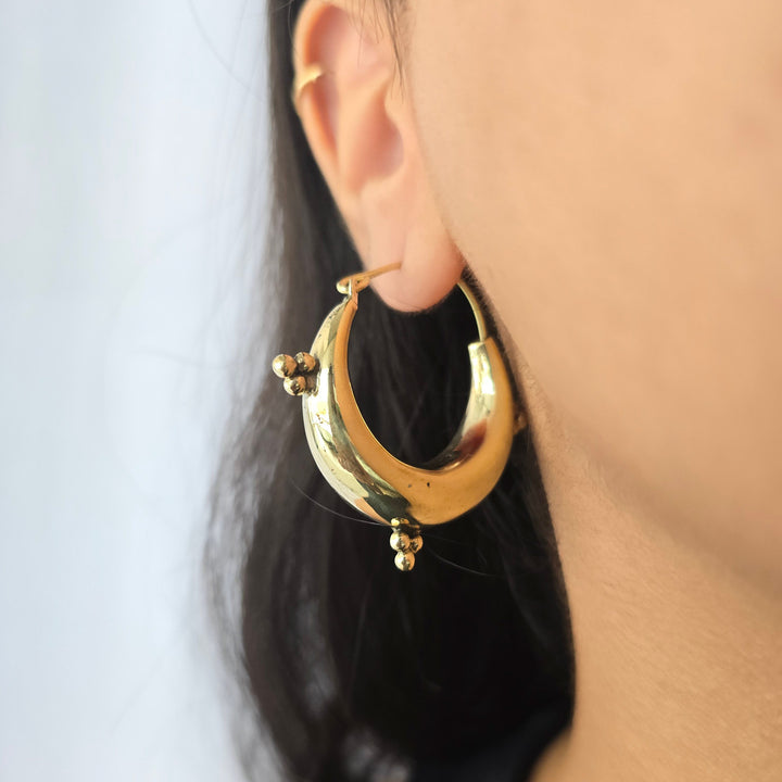 Handmade Vintage Vibes Hoops Brass Earrings | Set Of 4
