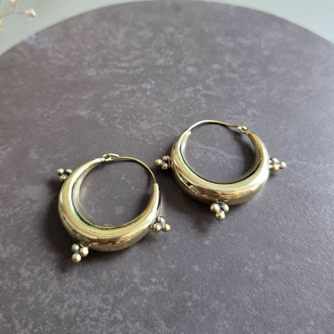 Handmade Vintage Vibes Hoops Brass Earrings | Set Of 4