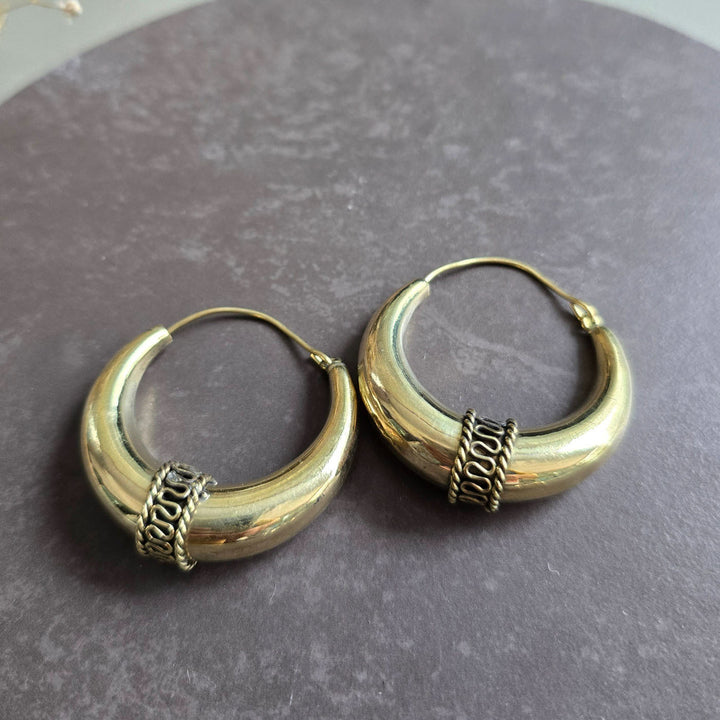 Handmade Vintage Vibes Hoops Brass Earrings | Set Of 4