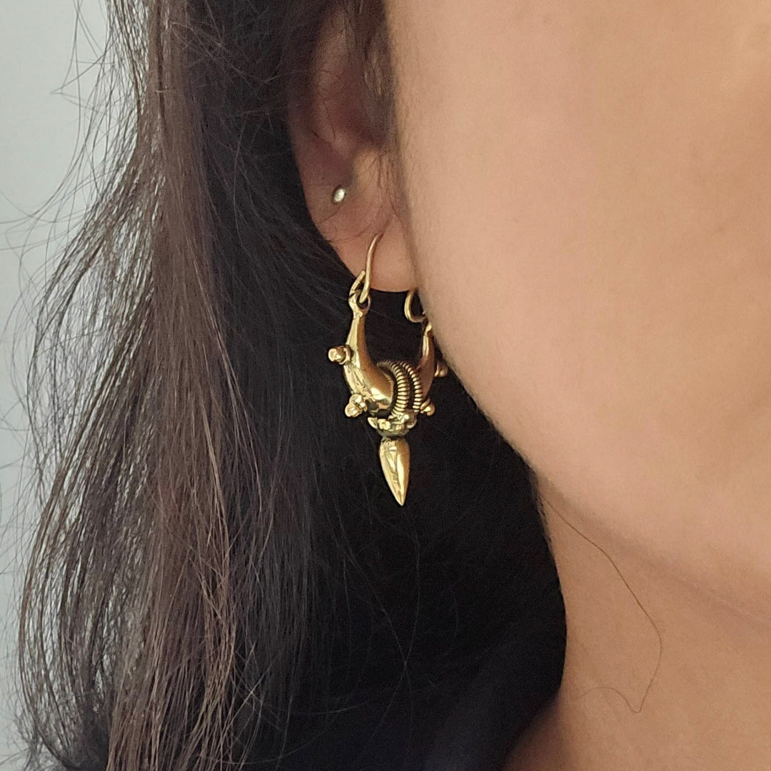 Handmade Vritika Hoops Brass Earrings