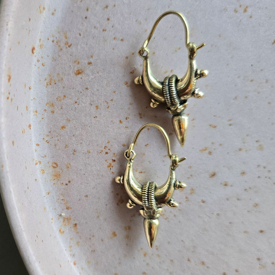 Handmade Vritika Hoops Brass Earrings