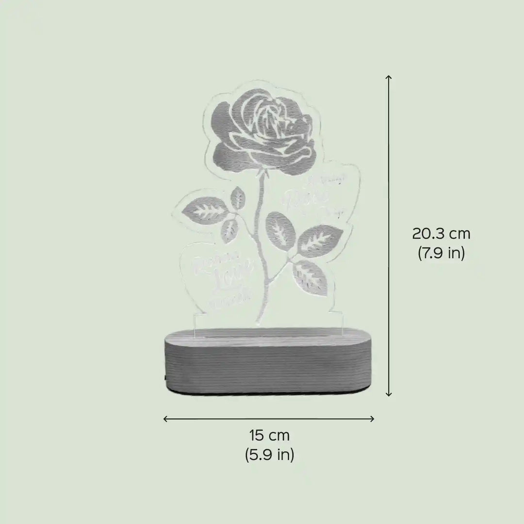 Personalized 3D Rose Theme Led Wooden Table Lamp