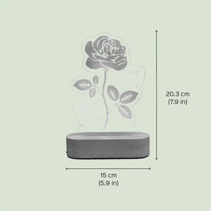 Personalized 3D Rose Theme Led Wooden Table Lamp