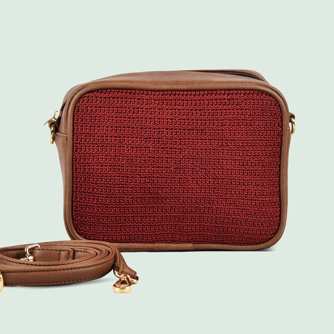 Handcrafted Faux Leather Slide Sling Rectangular Sling Bag Zwende