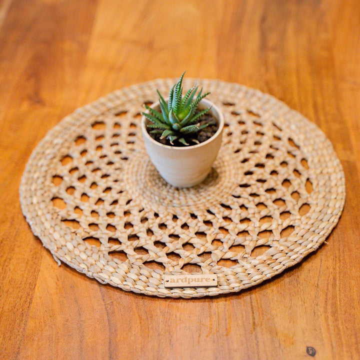 Handmade Knotted Water Hyacinth Table Mat | Set Of 2