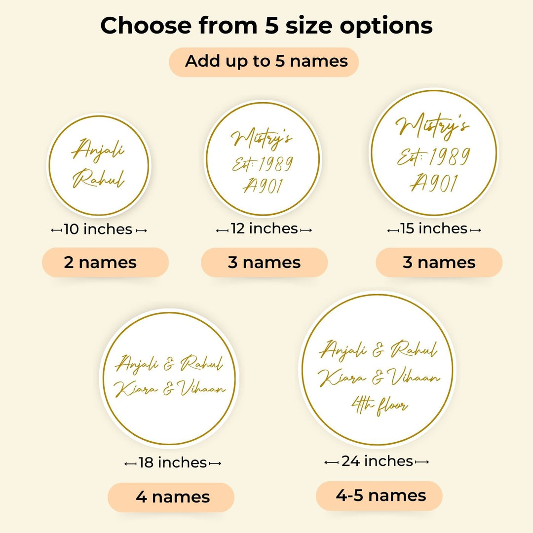 Personalised Floral Round Nameplate - Size and Name Count Options Display