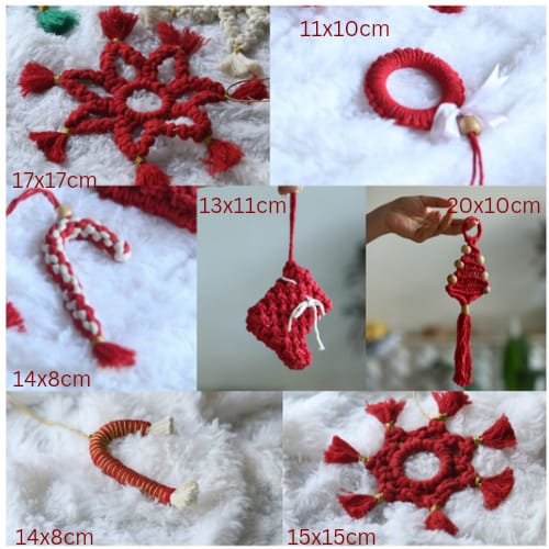 Handmade Xmas Macrame Ornaments For Christmas Tree Decoration | Set Of 7