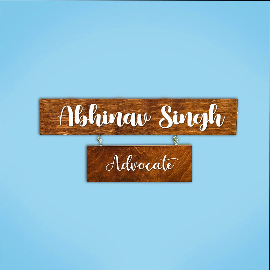 2 Pallet Rectangular Name Plate With 3D Letters For Advocate - Name Personalization Example Front View