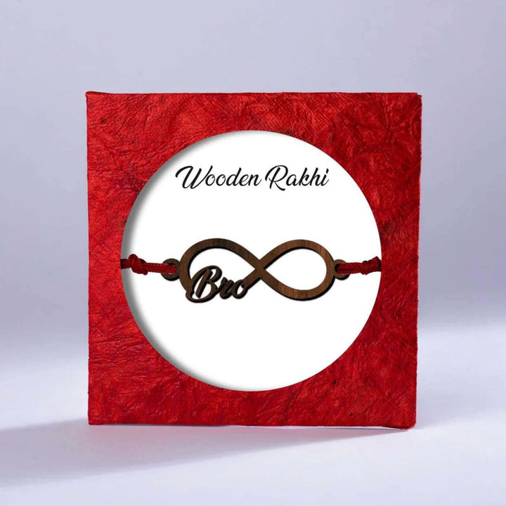 Handmade Bro Love Wooden Rakhi With Roli Chawal - Packaged Presentation