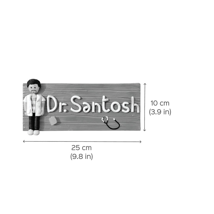 Handcrafted Personalized Clay Caricature Desk Nameplate For Doctors