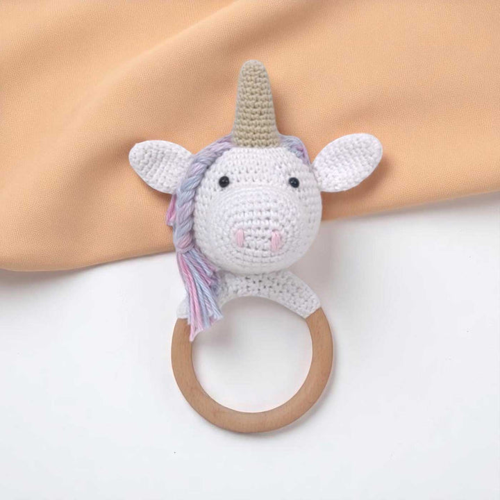 Handmade Crochet Unicorn Rattle For Newborns