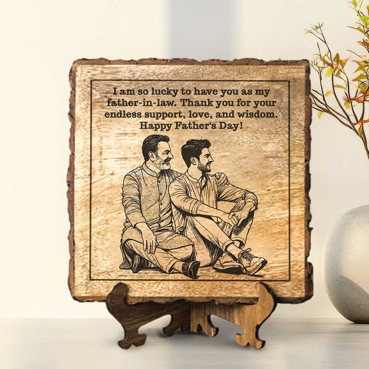 Personalized Hand Carved Engraved Dad And Son Theme Wooden Decorative Plaque