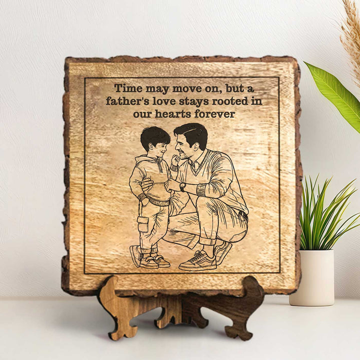 Personalized Hand Carved Engraved Dad And Son Theme Wooden Decorative Plaque