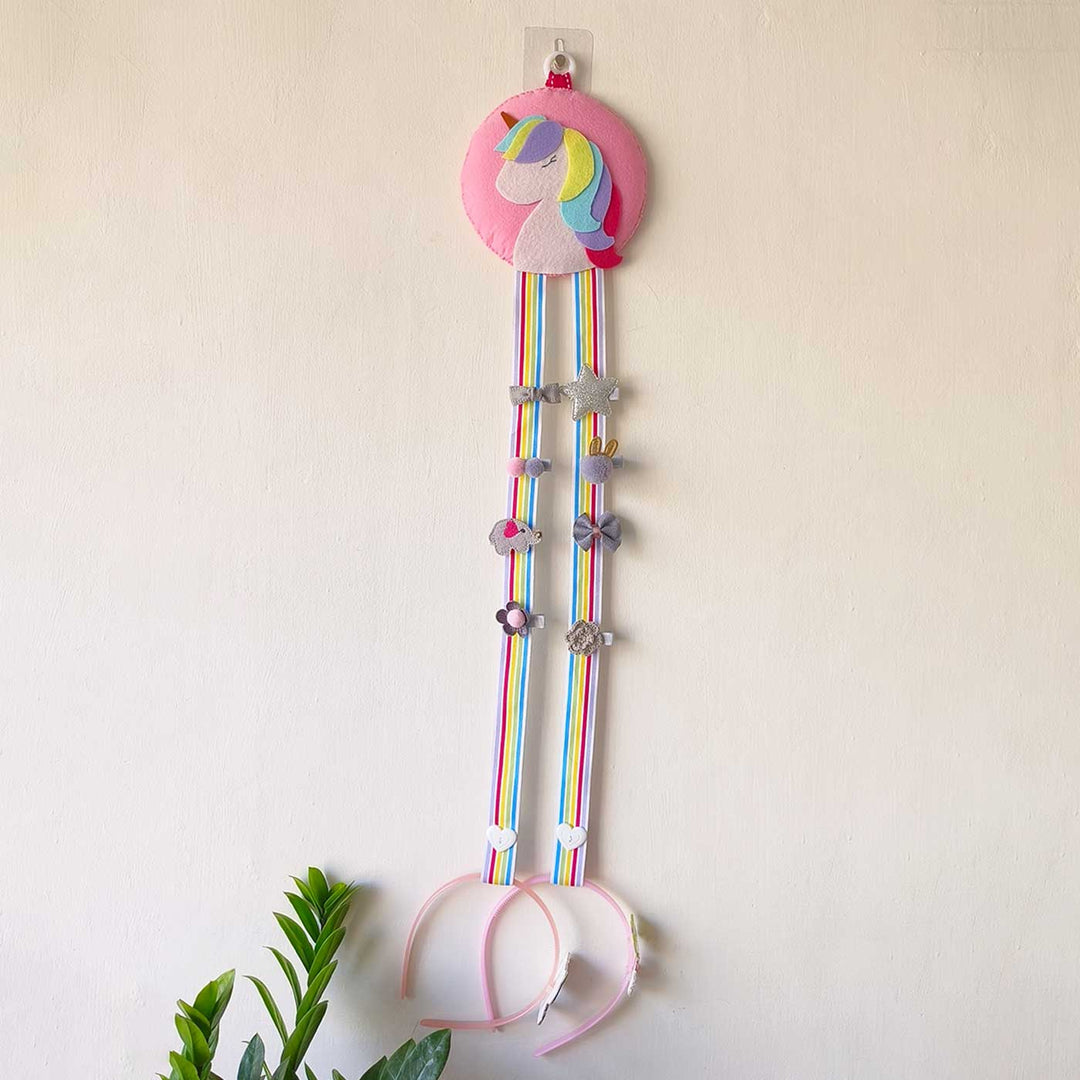 Handmade Unicorn Theme Felt Hair Clip Organiser