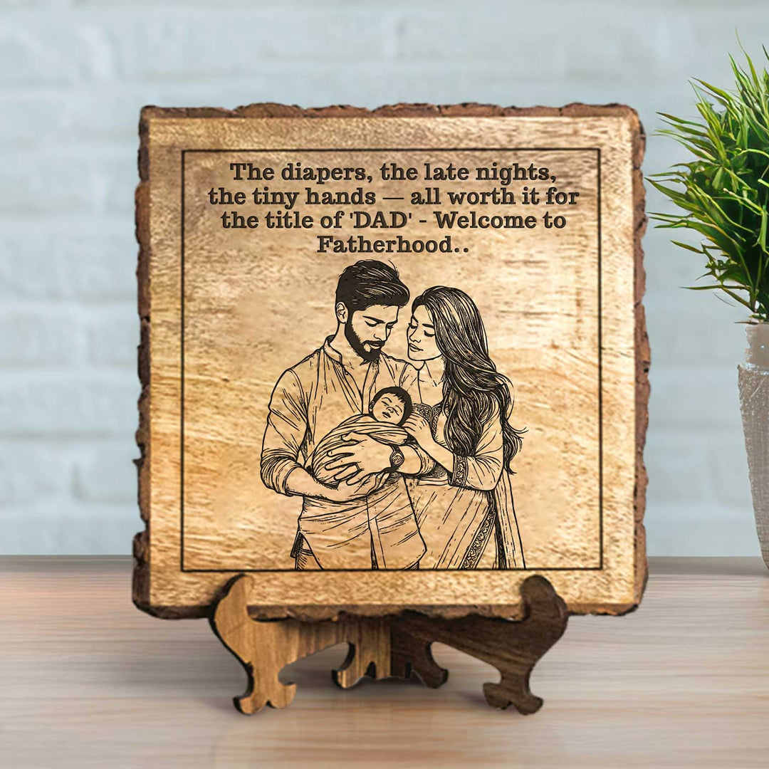 Personalized Hand Carved Engraved New Parents Theme Wooden Decorative Plaque