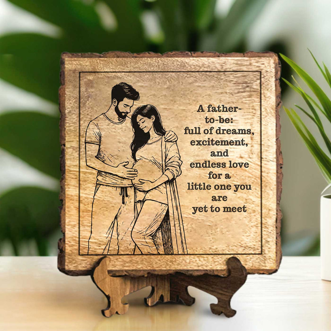 Personalized Hand Carved Engraved Dad To Be Theme Wooden Decorative Plaque
