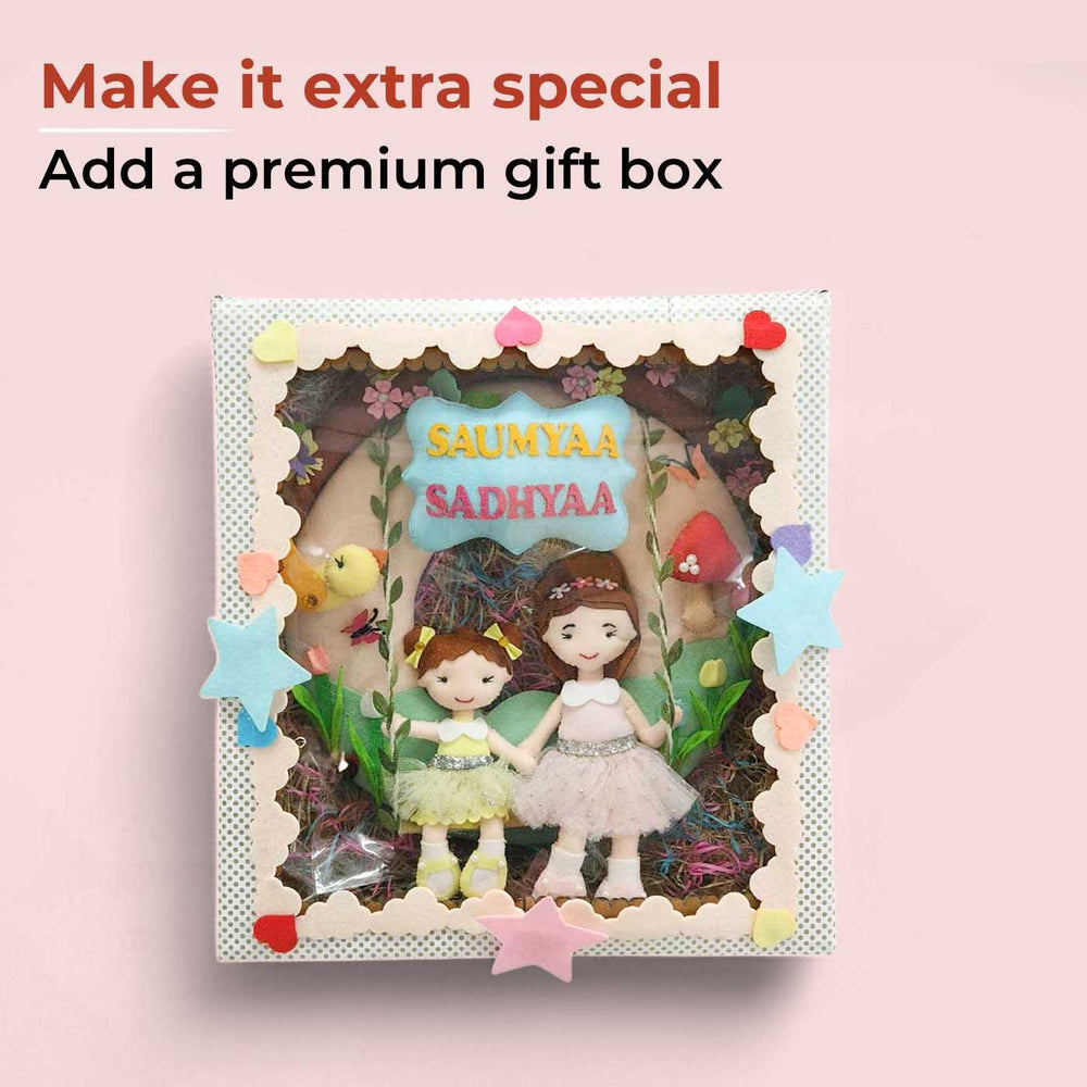 Personalized Cloud Theme Felt Kids Name Plate For Girls - Gift Box Packaging Display