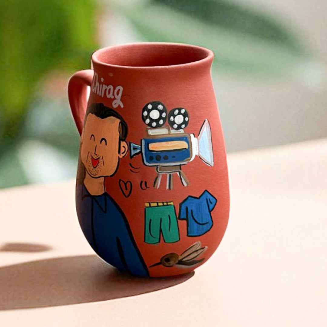 Handpainted Photo Personalized Hobby Theme Clay Mug With Doodles
