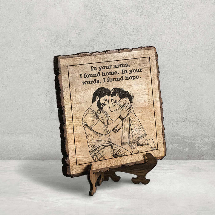 Personalized Hand Carved Engraved Dad And Daughter Theme Wooden Decorative Plaque